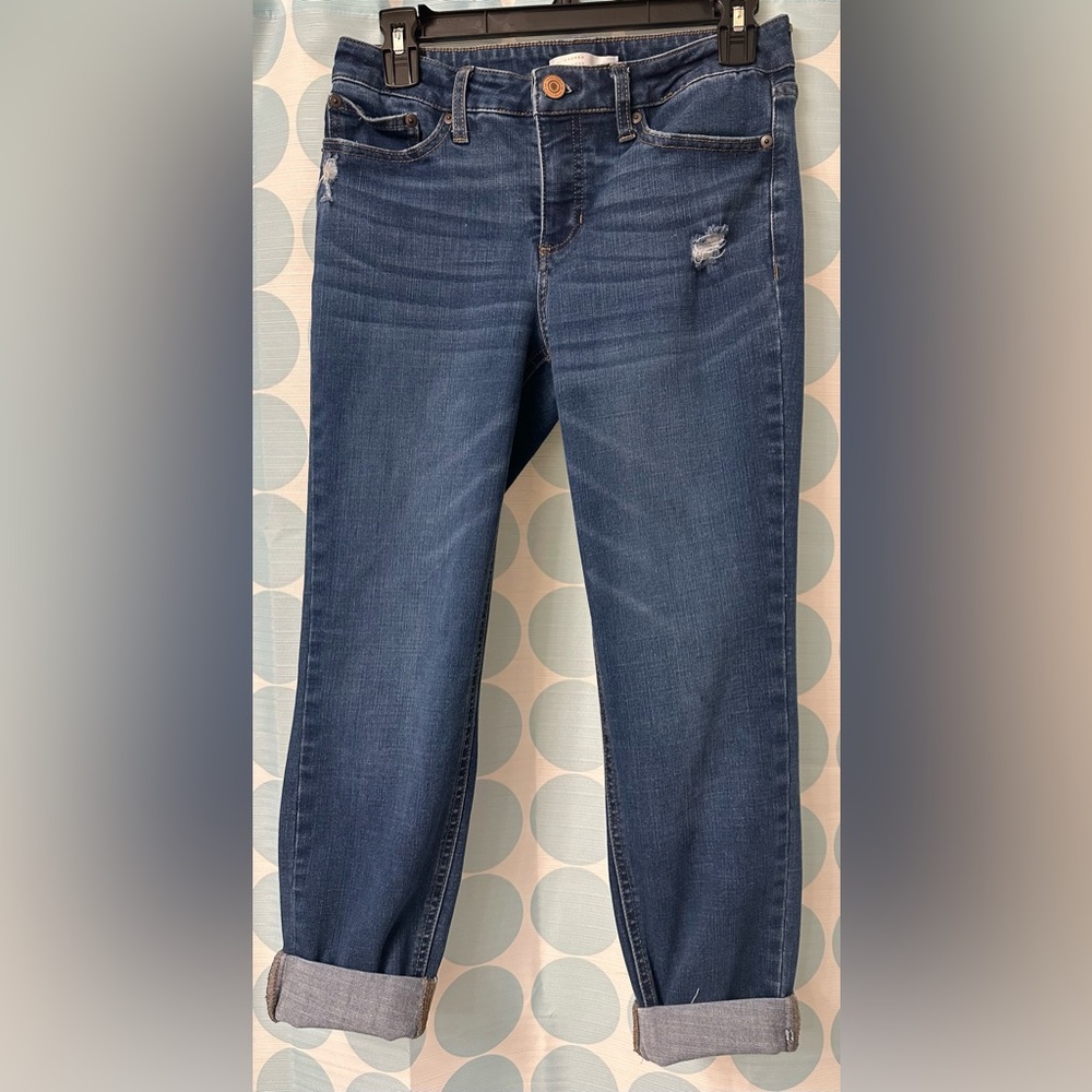 LC Lauren Conrad Distressed Stretch Skinny Jeans, Size 8